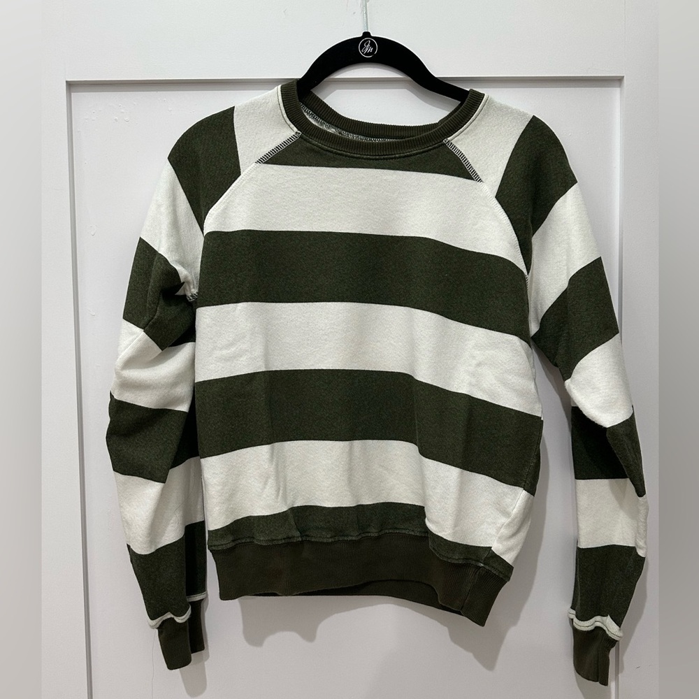 The Great: Striped The Shrunken Sweatshirt
Green and White